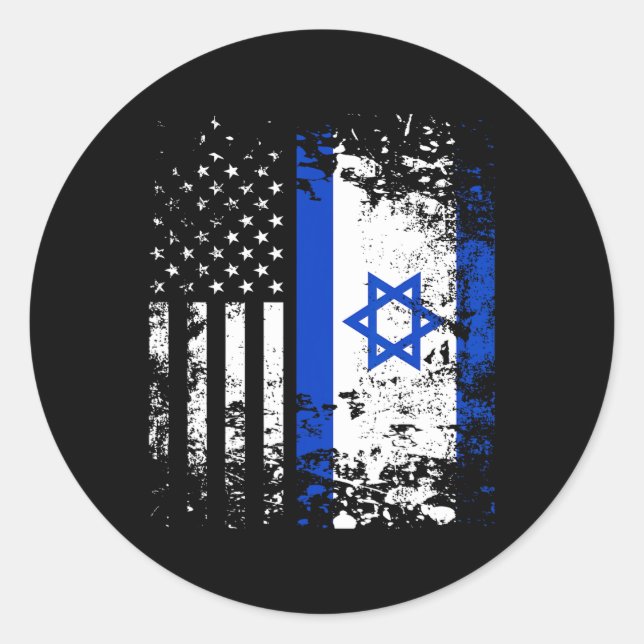 Proud Israeli Usa Flag Patriotic Pride American Is Classic Round Sticker (Front)