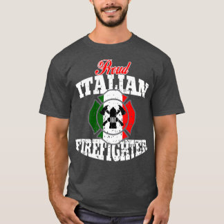 Proud Italian Fireman  Italy Flag Firefighter T-Shirt