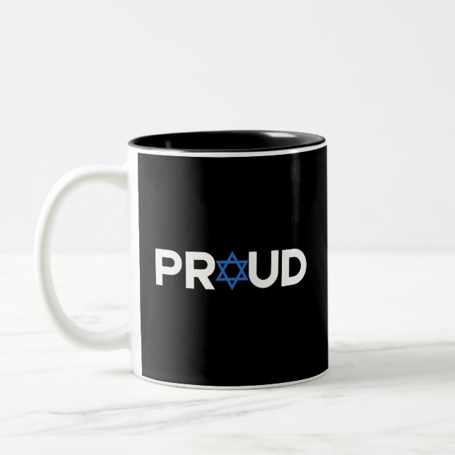 Proud Jewish Hebrew Holiday Proud Jew Religious  Two-Tone Coffee Mug (Left)