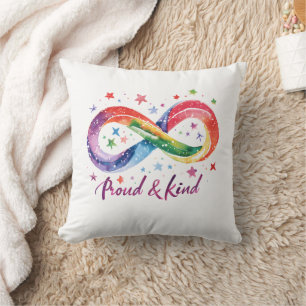 Proud & Kind Rainbow Infinity Design LGBTQ Pride Cushion