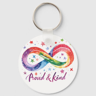 Proud & Kind Rainbow Infinity Design   LGBTQ Pride Key Ring