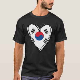 Proud Korean Boy Girl Aunt Dad Mama Korea Flag Hea T-Shirt