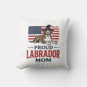 Proud Labrador Mum Patriotic Dog Halloween Shirt D Cushion