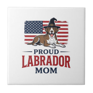 Proud Labrador Mum Patriotic Dog Halloween Shirt D Tile