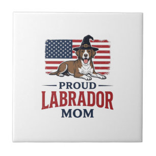 Proud Labrador Mum Patriotic Dog Halloween Shirt D Tile