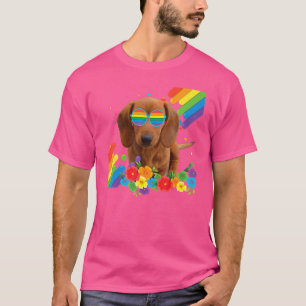 Proud Lgbt Gay Dachshund Dog Pride Flag Rainbow Lg T-Shirt