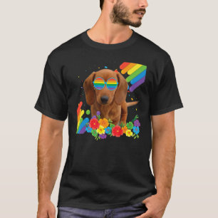 Proud Lgbt Gay Dachshund Dog Pride Flag Rainbow Lg T-Shirt