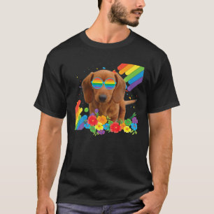 Proud LGBT Gay Dachshund Dog Pride Flag Rainbow T-Shirt