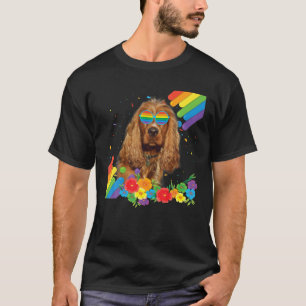 Proud LGBT Gay English Cocker Spaniel Dog Pride Fl T-Shirt