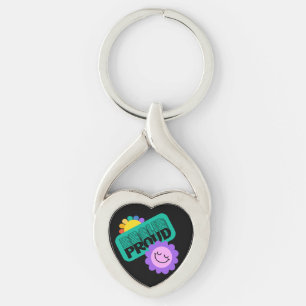 Proud. LGBT+Pride. Rainbow lovewith sunflower. Key Ring