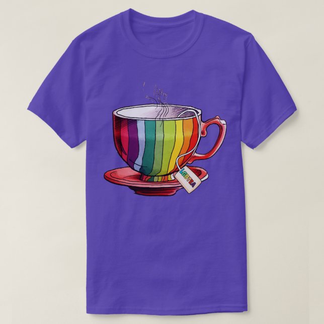 Proud LGBTQ gay pride tea drinker Rainbow Coloured T-Shirt (Design Front)
