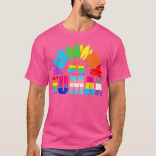 Proud Lgbtq Human Sunflower Rainbow Lgbt Flag Gay T-Shirt