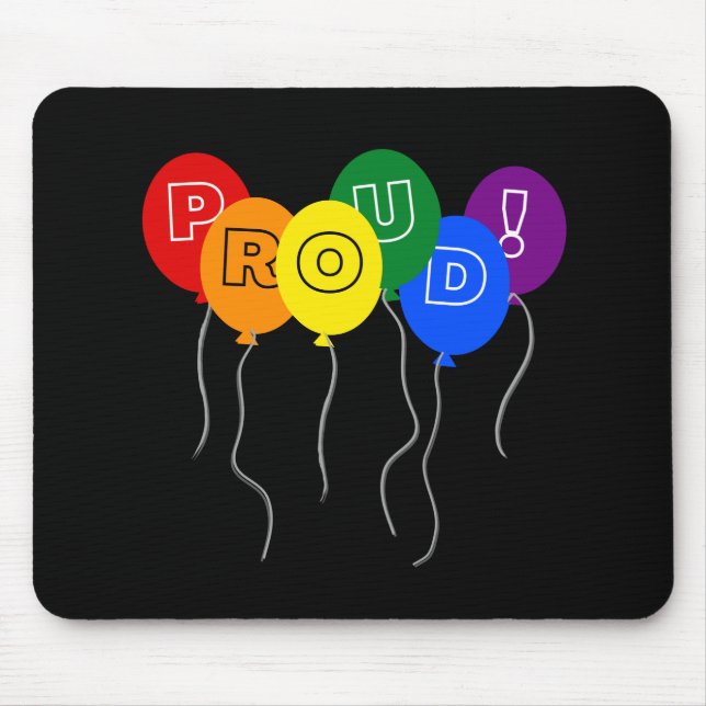 Proud LGBTQ Pride Colour Balloons - Black Mouse Pad (Front)
