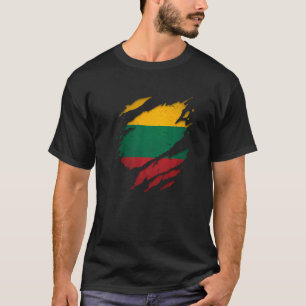 Proud Lithuanian  Torn Ripped Lithuania Flag T-Shirt