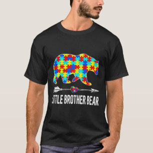 Proud Little Brother Bear Autism Awareness Boys T-Shirt