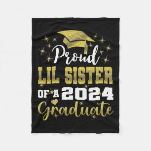 Proud Little Sister Of 2024 Graduate Awesome Famil Fleece Blanket