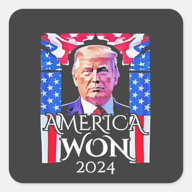 Proud Maga American Trump Won 2024 Inaguration Day Square Sticker (Front)