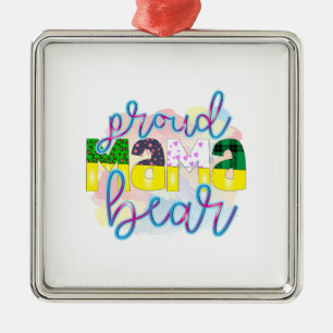 Proud Mama Bear Metal Tree Decoration