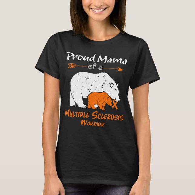 Proud Mama Bear Multiple Sclerosis Awareness T-Shirt (Front)
