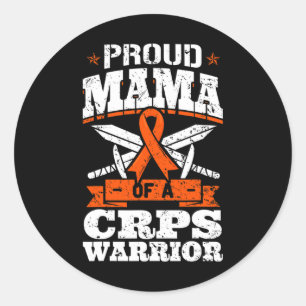 Proud Mama Of A Crps Warrior Rsd Awareness Ribbon Classic Round Sticker