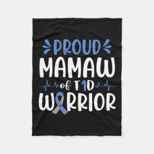 Proud Mamaw Of T1d Warrior Diabetes Awareness Blue Fleece Blanket