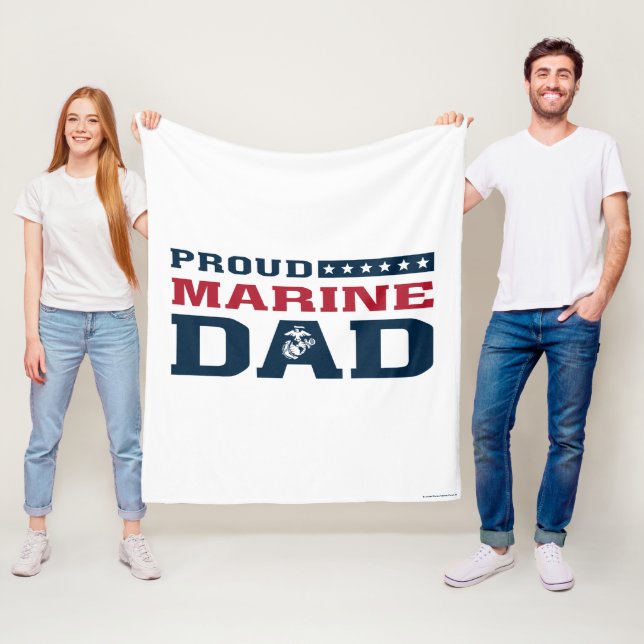 Proud Marine Dad - Colour Fleece Blanket (In Situ)