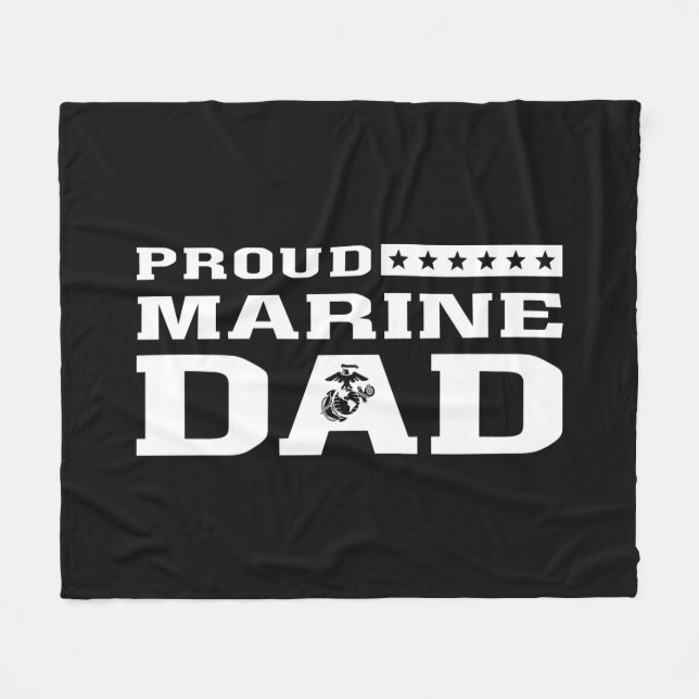 Proud Marine Dad Fleece Blanket (Front (Horizontal))