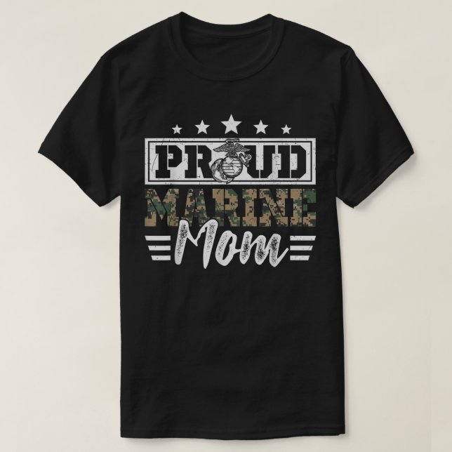Proud Marine Military Veteran Mum Mama Mummy Mothe T-Shirt (Design Front)