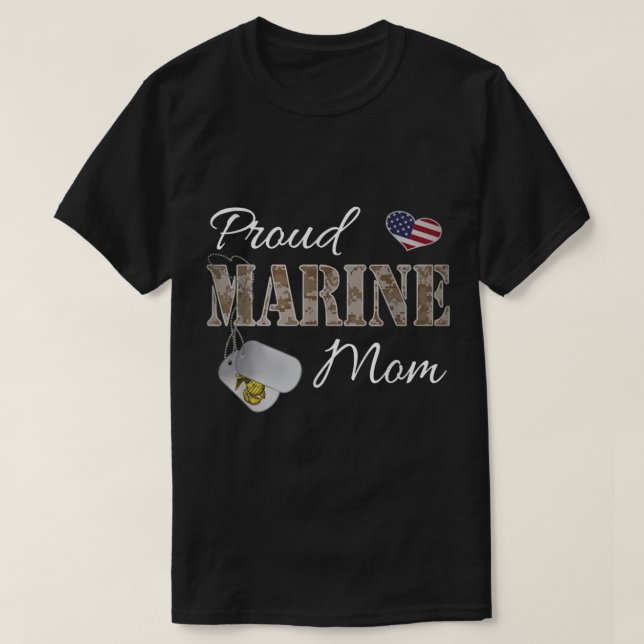 Proud Marine Mum  T-Shirt (Design Front)