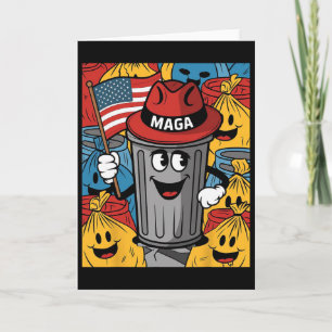 Proud Mega Garbyge Trump Supporter Trash Can Carto Card