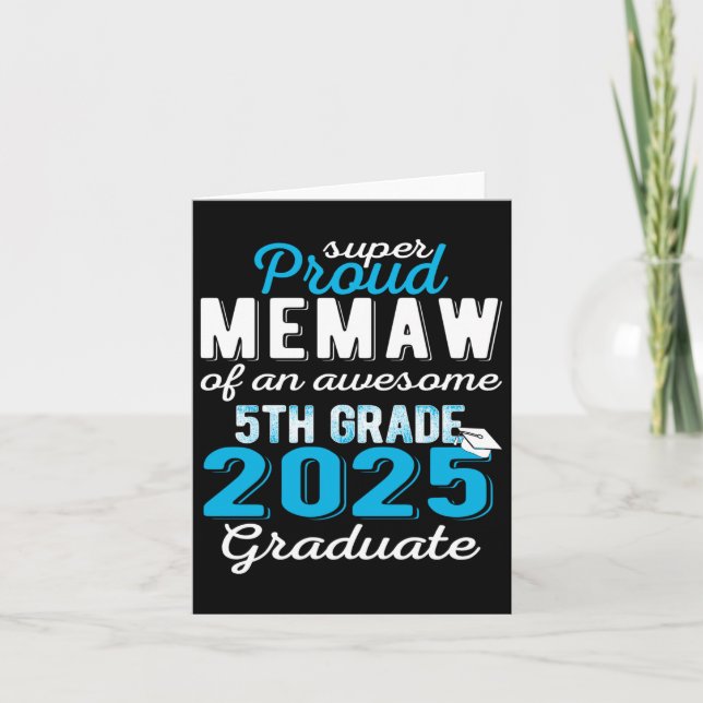 Proud Memaw Of 5th Grade Graduate 2025 Elementary  Card (Front)