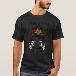 Proud Member Of The Naughty List Red Plaid Skull M T-Shirt