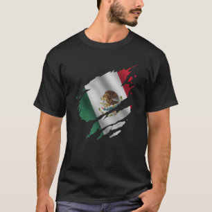 Proud Mexican Root Torn Ripped Mexica Flag T-Shirt