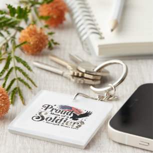 Proud Military Mum Soldier Pride Art Key Ring