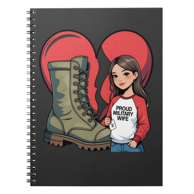 Proud Military Wife – “Boot Wife” Heart Notebook (Front)