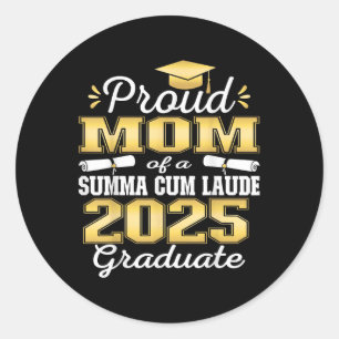 Proud Mom 2025 Summa Cum Laude Cl 2025 Graduate  Classic Round Sticker