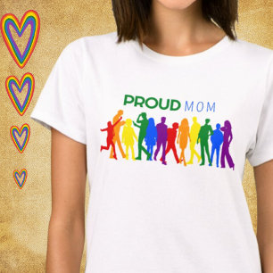 Proud MOM Gay Pride Mixed Gender Silhouettes T-Shirt