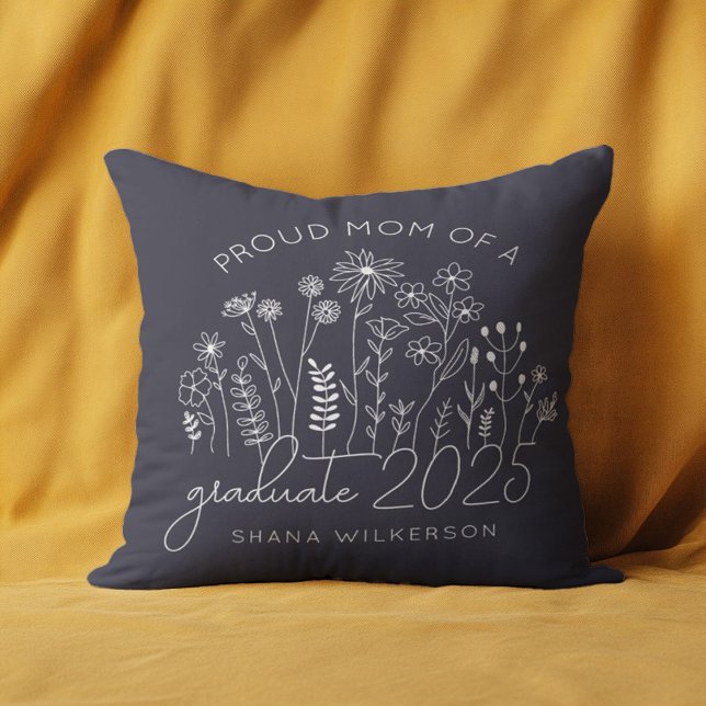 Proud Mom Graduate Blooming Wildflower Modern Cushion (Creator Uploaded)