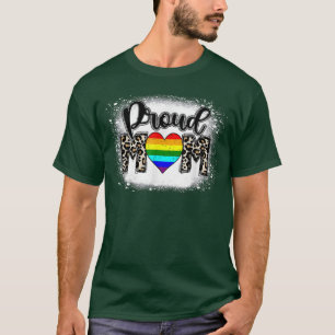 Proud Mom Heart Leopard LGBT Gay Pride Support LGB T-Shirt