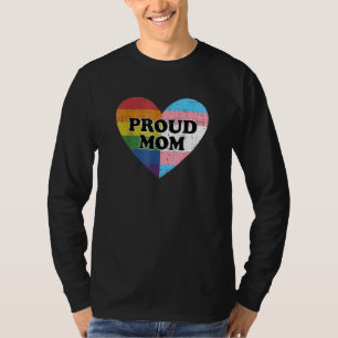 Proud Mom Heart rainbow and transgender flag lgbt T-Shirt