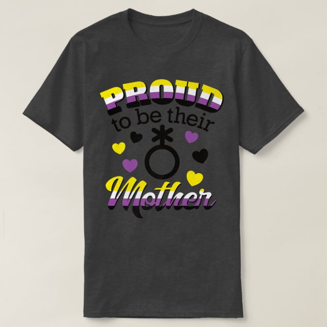 Proud Mom Non Binary Child LGBTQ Flag No Gender Pa T-Shirt (Design Front)