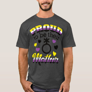 Proud Mom Non Binary Child LGBTQ Flag No Gender Pa T-Shirt