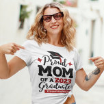 Proud Mom of a 2024 graduate family matching T-Shirt<br><div class="desc">Celebrate your son's or daughter's graduation with this modern t-shirt featuring a "Proud MOM of a 2024 Graduate" typography in black and red fonts decorated with a black grad cap with a red tassel; easily customize this t-shirt with the graduation year and the name of the graduate by editing the...</div>