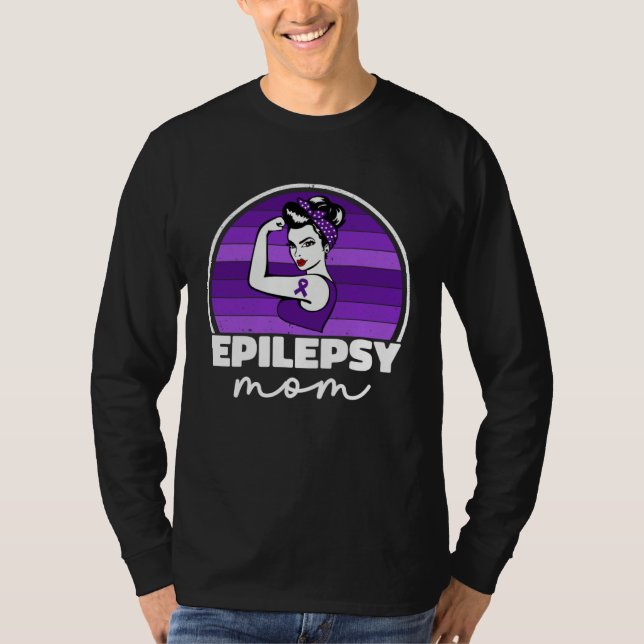 Proud Mom Of An Epilepsy Warrior Epilepsy Awarenes T-Shirt (Front)