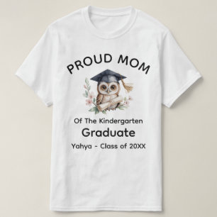 Proud Mom Owl Pre-K Kindergarten Graduation T-Shirt