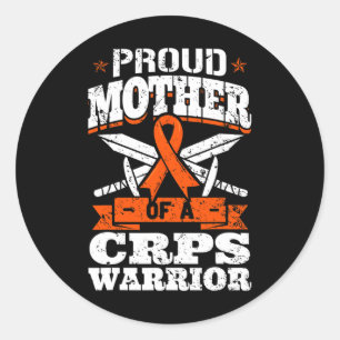 Proud Mother Of A Crps Warrior Rsd Awareness Ribbo Classic Round Sticker