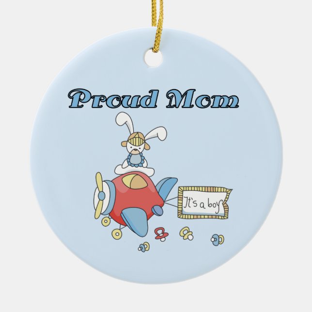 Proud Mum Aeroplane It's a Boy Gifts Ceramic Tree Decoration (Front)