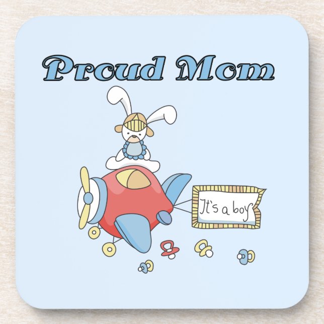 Proud Mum Aeroplane It's a Boy Gifts Coaster (Front)