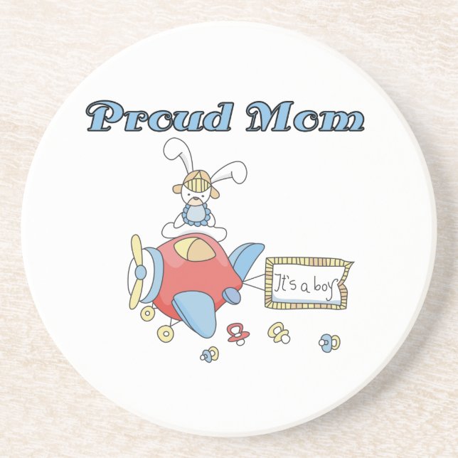 Proud Mum Aeroplane It's a Boy Gifts Coaster (Front)