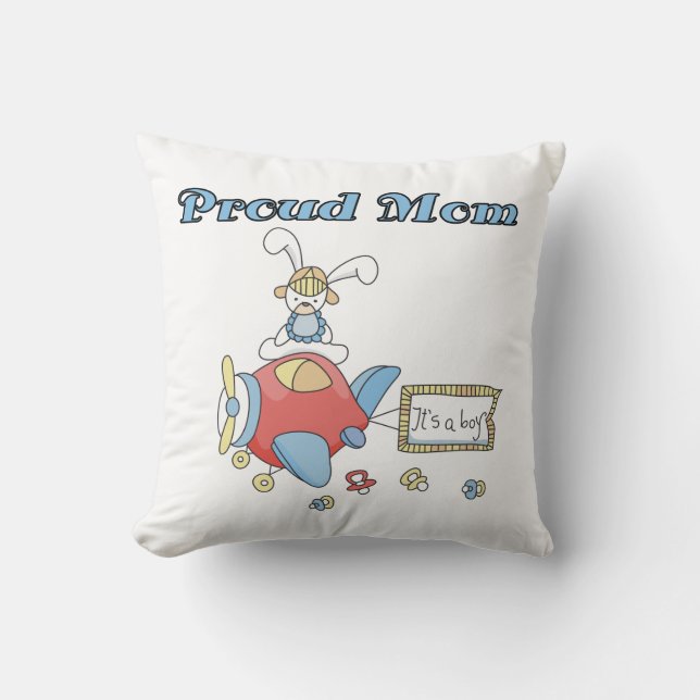Proud Mum Aeroplane It's a Boy Gifts Cushion (Front)